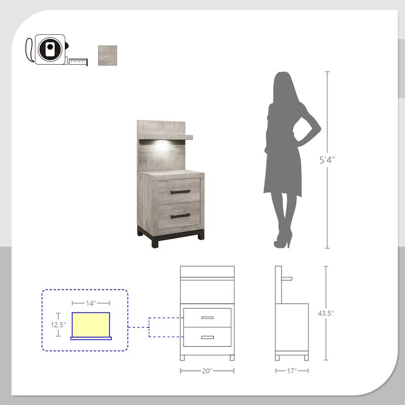 Lufkin Nightstand with Wall Panel