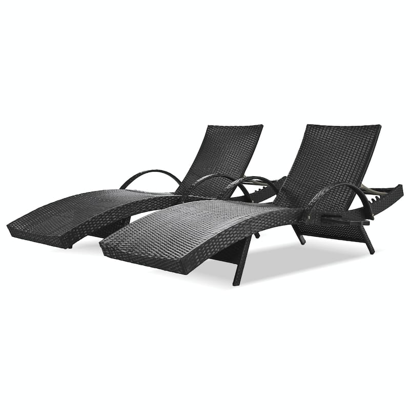 Outdoor Wicker Chaise Lounge Chairs Set of 2