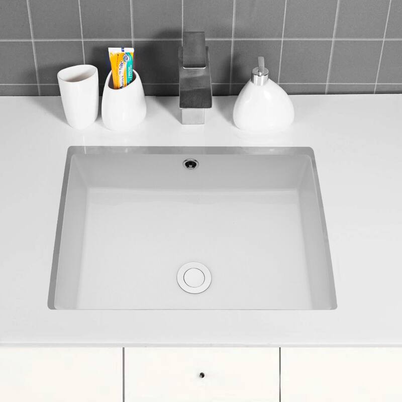 Lordear 22"x16" Rectrangle Undermount Sink Pure White Porcelain Ceramic Lavatory Vanity Bathroom Sink Basin