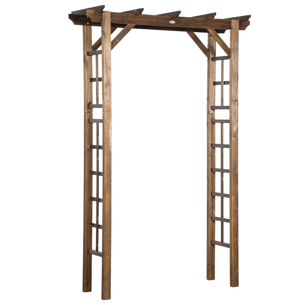 Outsunny 85" Wooden Garden Arbor for Wedding and Ceremony, Outdoor Garden Arch Trellis for Climbing Vines
