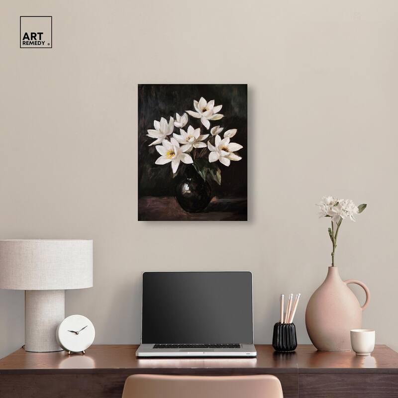 Chiaroscuro Flowers Canvas by Art Remedy, Gallery Wrapped