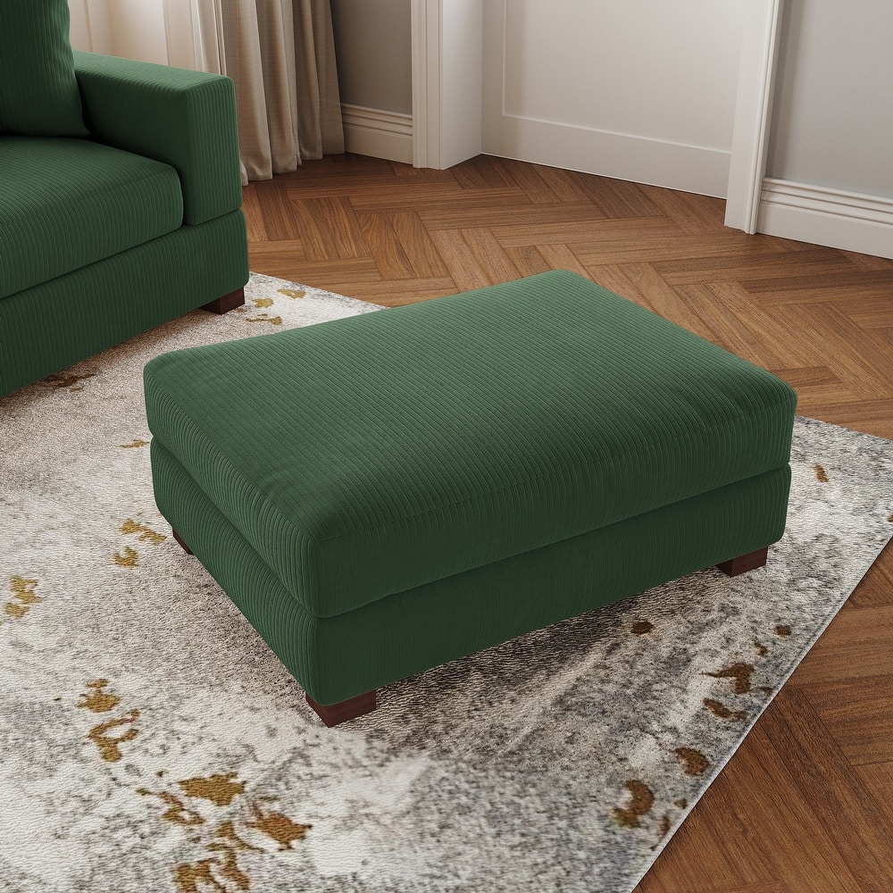 Modern Rectangle Oversized Stripe Corduroy Ottoman