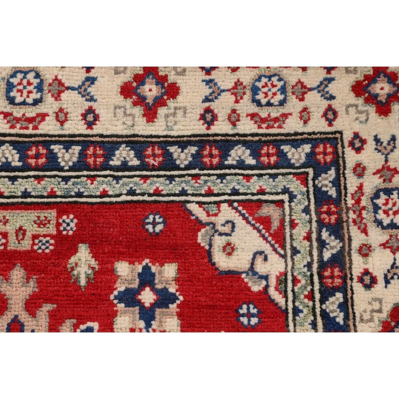 Red Kazak Accent Rug Hand-Knotted Foyer Wool Carpet - 3'3" x 5'3"