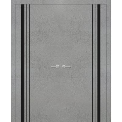 Solid French Double Doors 36 x 80 Planum 0011 Concrete with