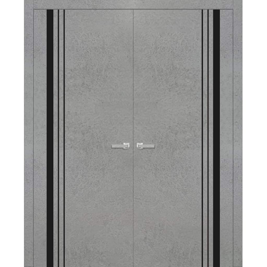 Solid French Double Doors 36 x 80 Planum 0011 Concrete with
