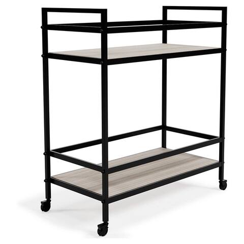 Bar Cart with Melamine Shelves and Lockable Casters, Black - 14.13 L x 28.5 W x 32.25 H Inches
