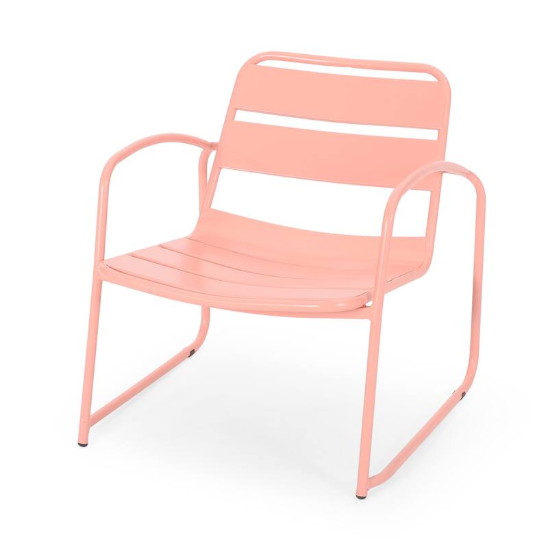 Gigi Outdoor Accent Chair Set of 2, Powder Coated Iron in Peach Finish