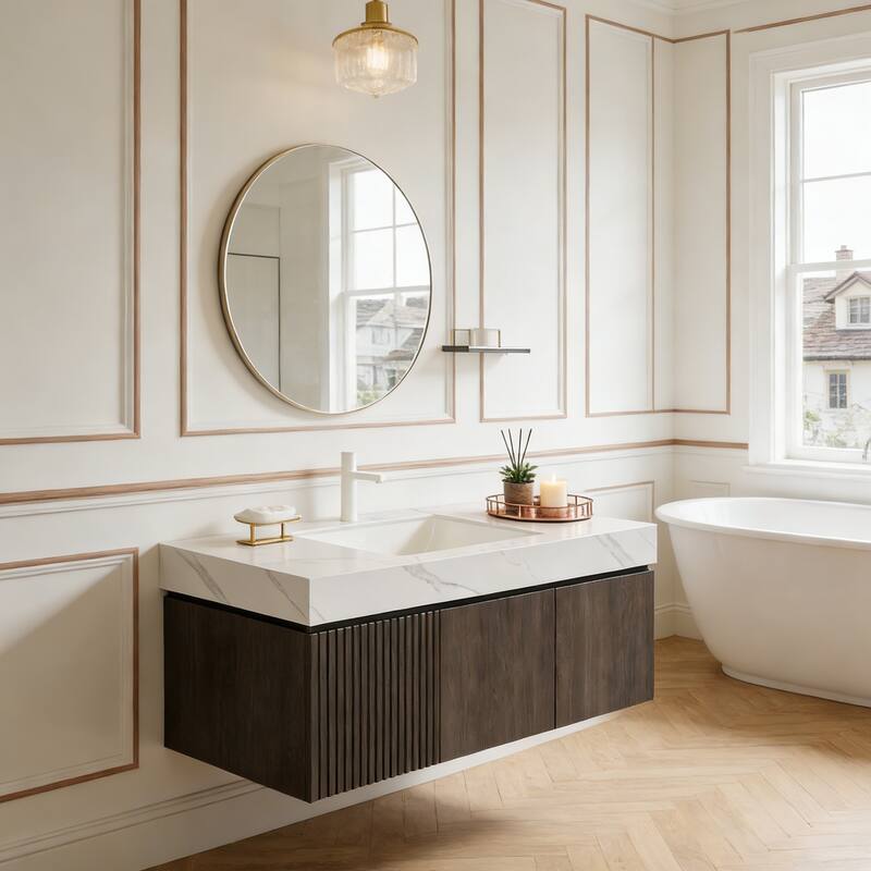 Floating Storage Bathroom Vanity with 1 Pre-drilled Faucet Hole