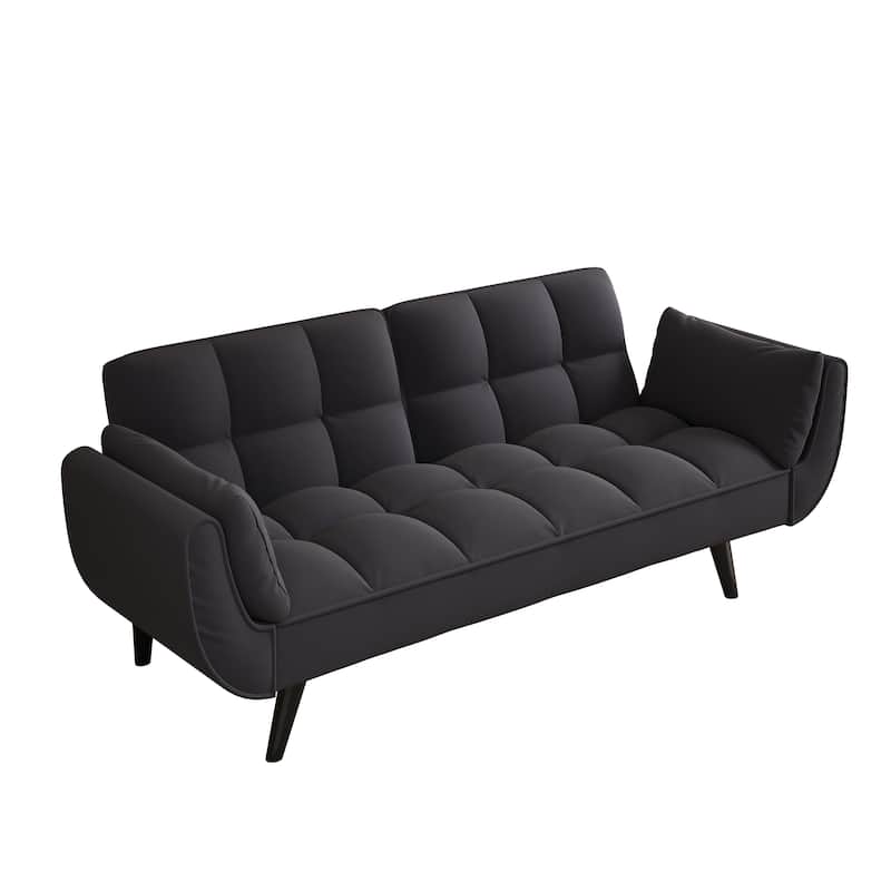 57" Velvet 2 Seater Convertible Sofa with Adjustable Backrest and Armrests for Compact Living Spaces