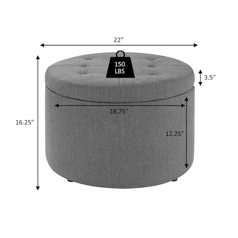 Convenience Concepts Designs4Comfort Round Shoe Storage Ottoman