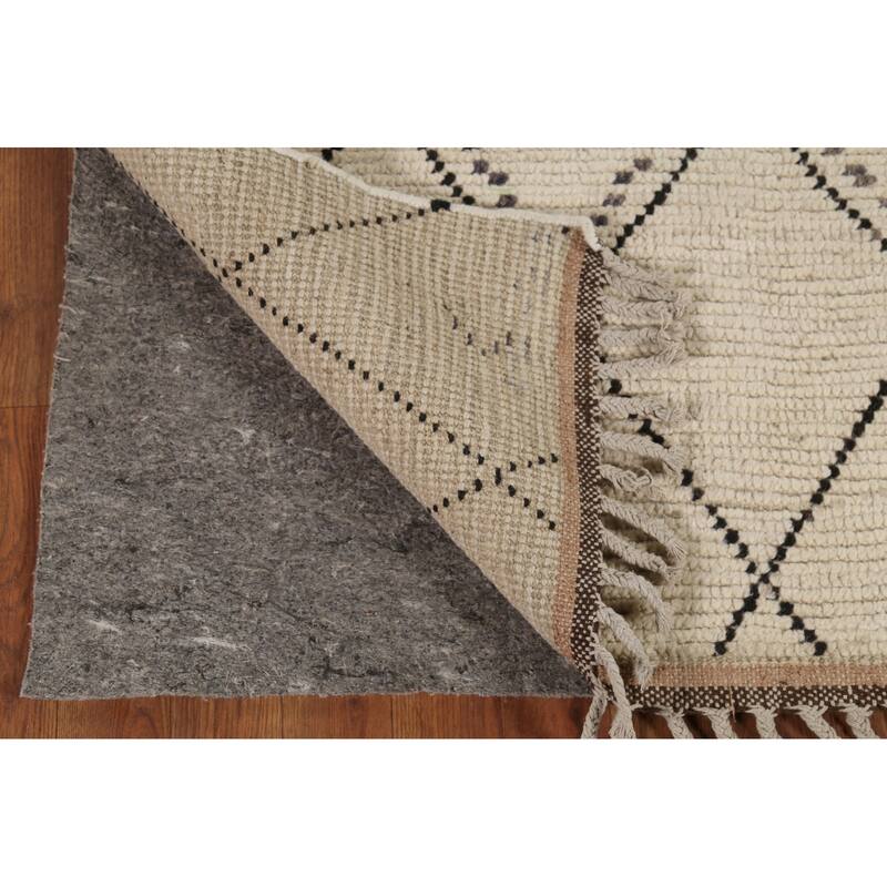 All-Over Trellis Moroccan Oriental Area Rug Handmade Wool Carpet - 3'11"x 6'9"