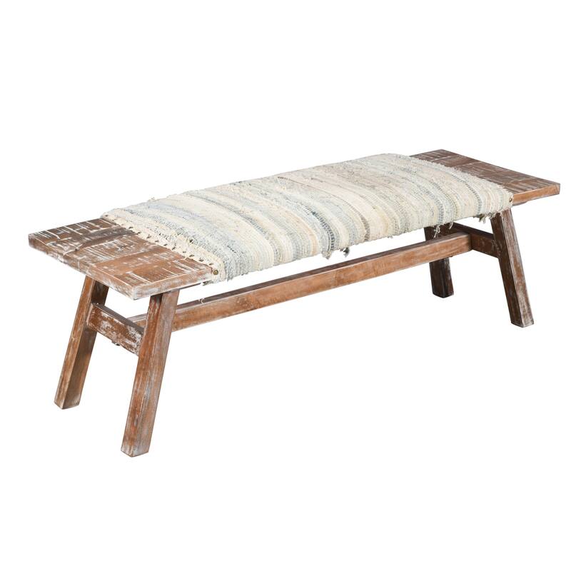 Sevita Brown/Multi Striped Accent Bench - 50" L x 16.5" W x 18" H