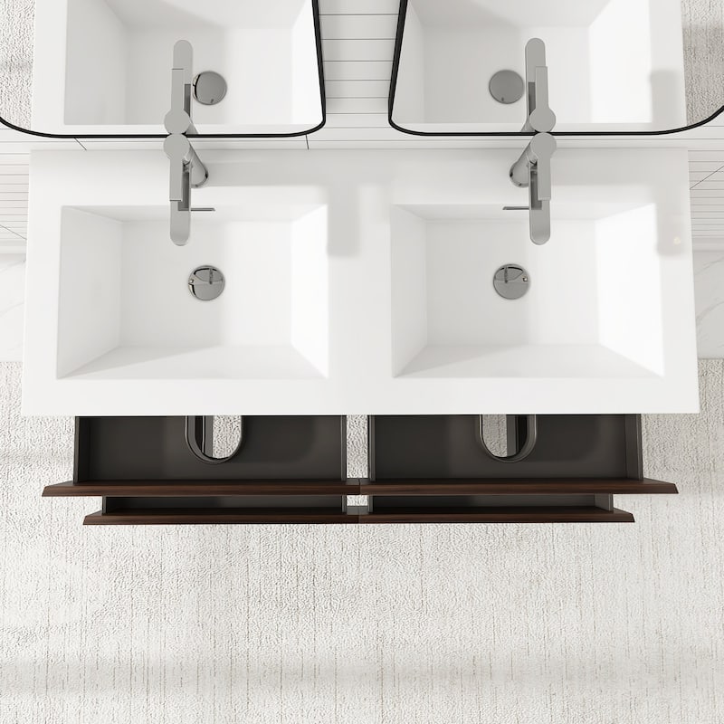 Angela 47 in.W x 19.5 in.D x 20.5 in.H Wall-Mounted Bath Vanity with White Cultured Marble Top