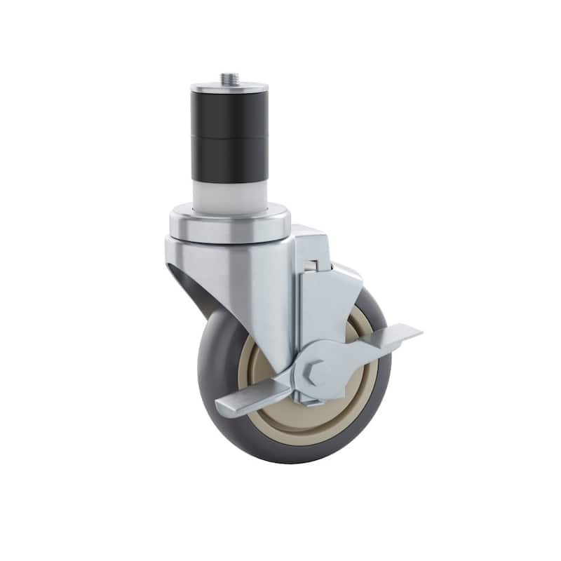 Set of 4 Commercial Heavy Duty Casters with 2 Swivel Casters, 2 Locking Casters - Stainless Steel
