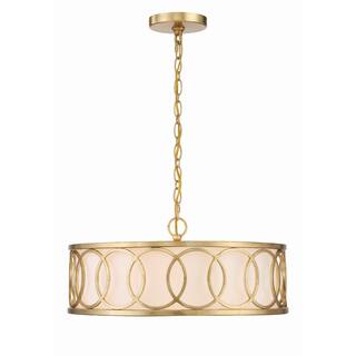 Libby Langdon for Crystorama Graham 6 Light Antique Gold Chandelier - 18"W x 8"H