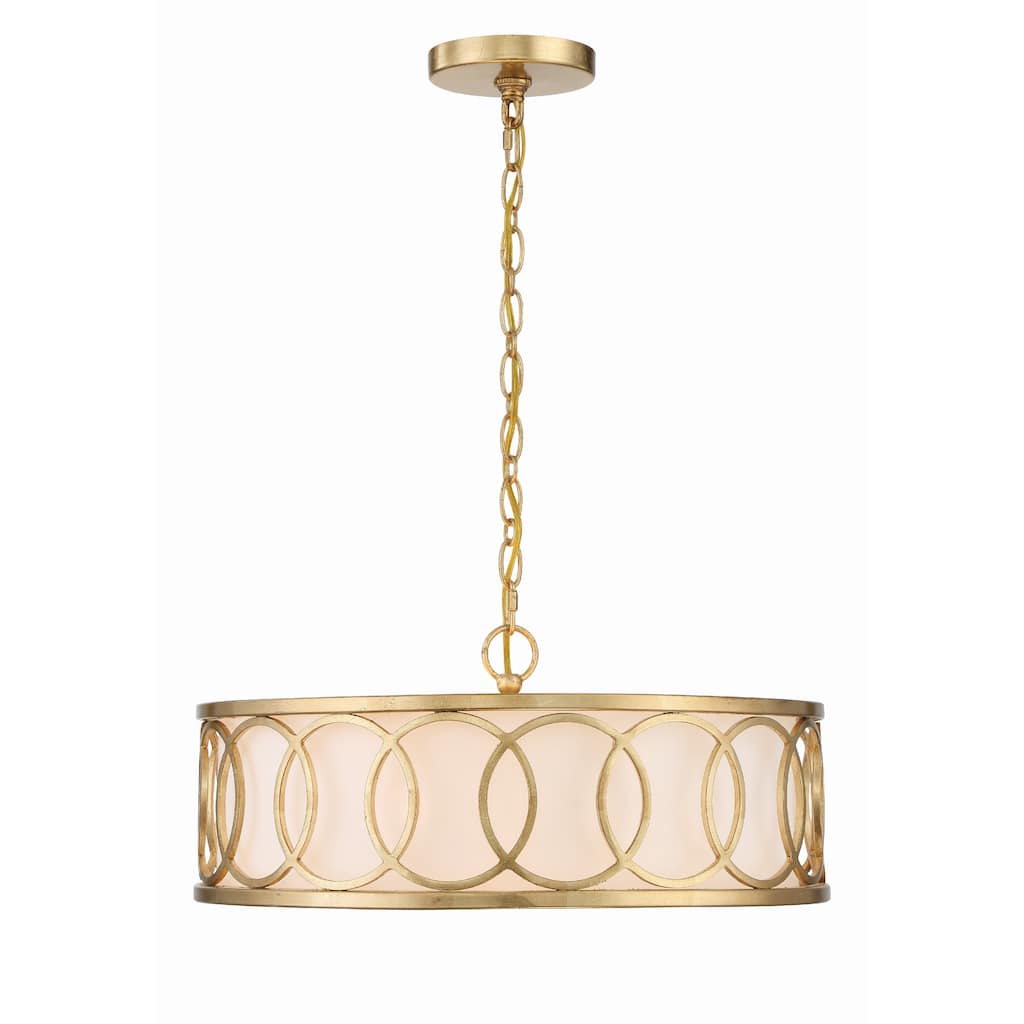 Libby Langdon for Crystorama Graham 6 Light Antique Gold Chandelier - 18"W x 8"H
