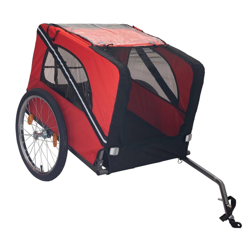 Durable Dog Bike Trailer with 20-Inch Wheels, Zippered Mesh Doors, and 88lb Capacity