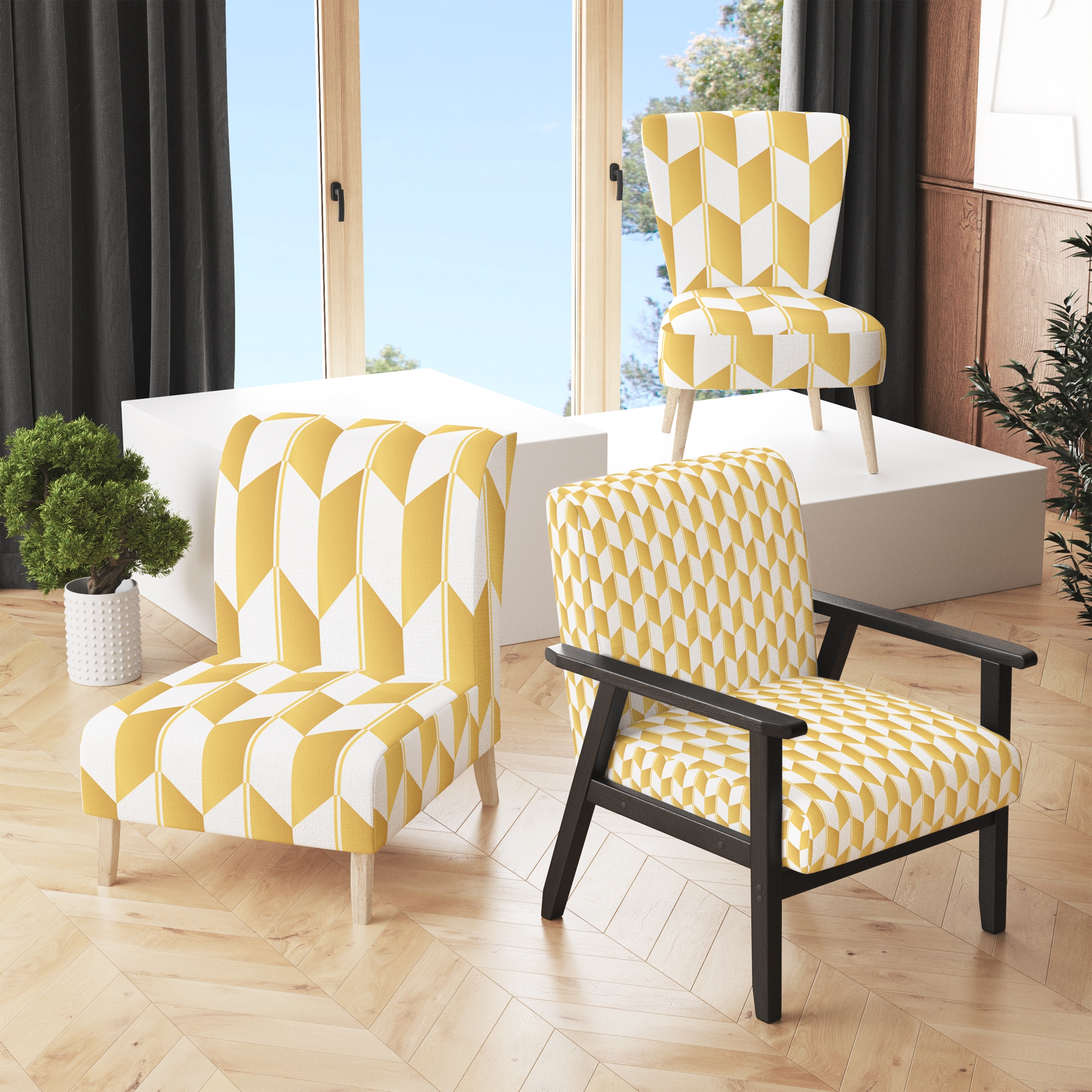 White mid century accent chair hot sale