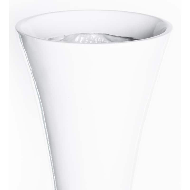 43 Inch Tall White Modern Fiberglass Narrow Trumpet Floor Vase - Contemporary Home Decor Accent Piece for Living Room, Entryway
