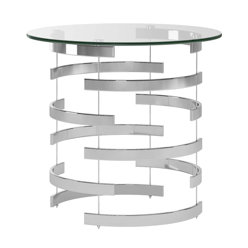Nova Round Glass Top Vortex Iron Base Accent Table by iNSPIRE Q Bold - End Table