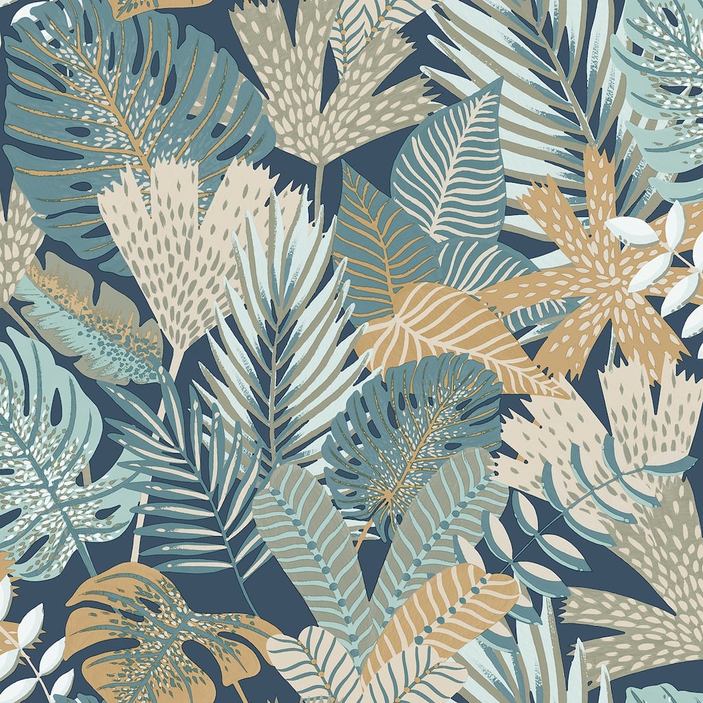 Jungle Canopy Navy Peel & Stick Wallpaper