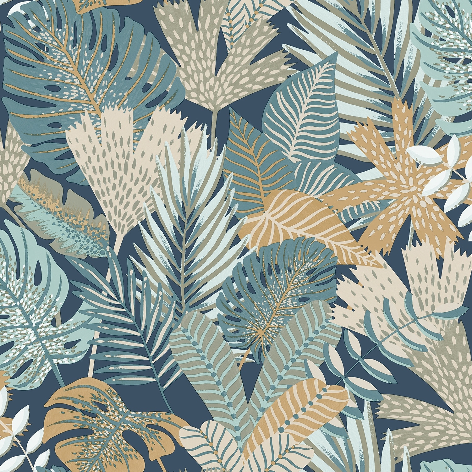 Jungle Canopy Navy Peel & Stick Wallpaper