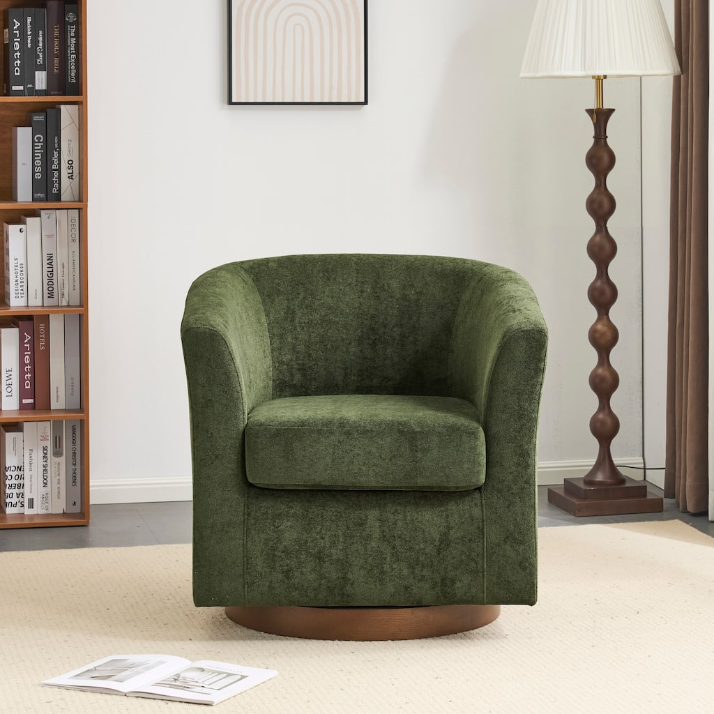 Christopher Knight Home - Halo Modern Swivel Upholstered Barrel Chair with Wooden Base
