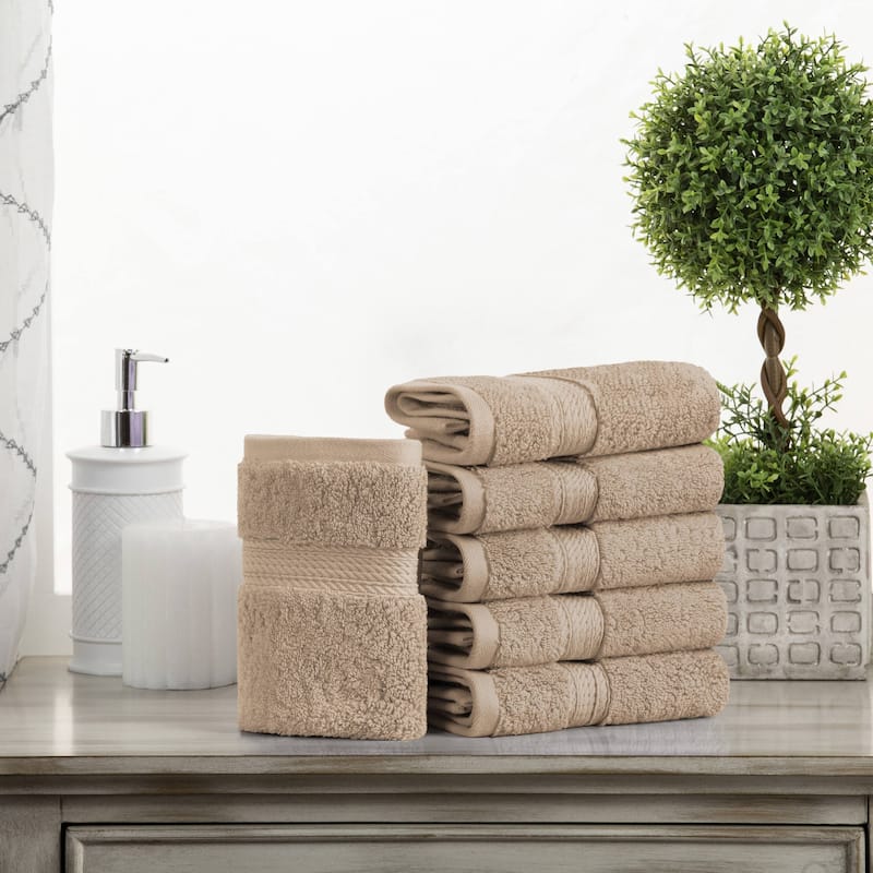 Superior Egyptian Cotton Pile Heavyweight Face Towel Set of 6 - Latte