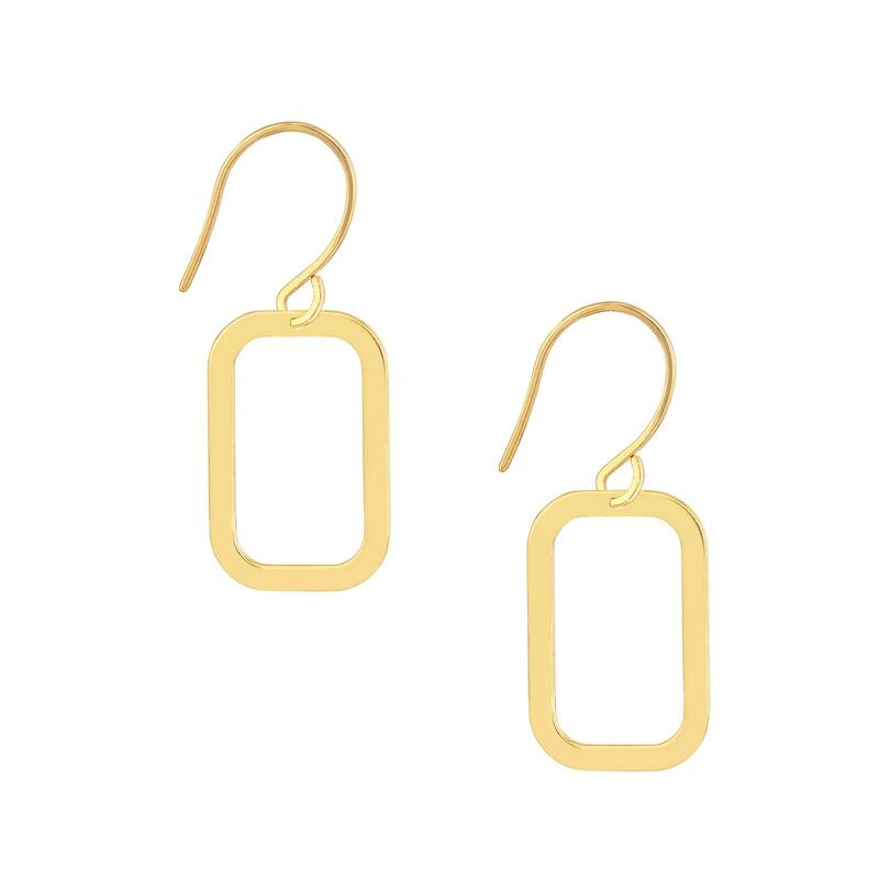 Curata 14k Yellow Gold 32x12mm Rounded Rectangle Fish Hook Earrings