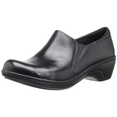 Clarks Womens Grasp Chime Work Shoes Leather Slip Resistant - Black