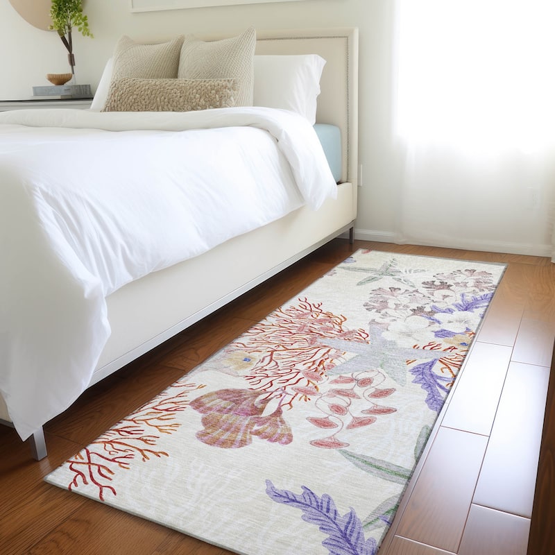 Premium Washable Super Soft Coral Starfish Coastal Mayfield Rug - Spice - 2' 3" x 7' 6" - Runner