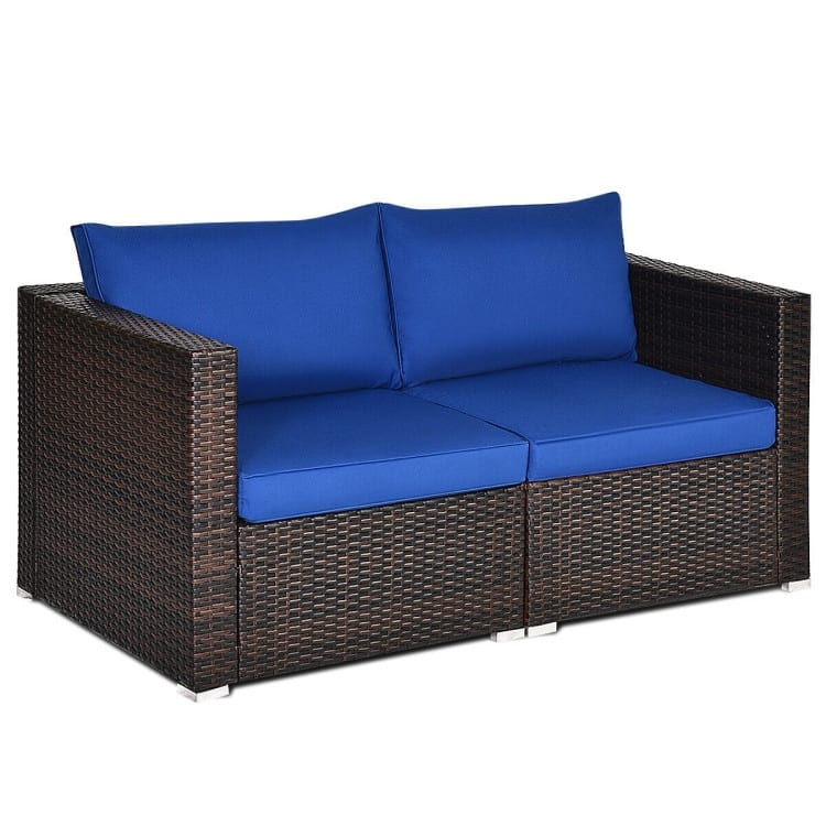 2PCS Patio Rattan Sectional Conversation Sofa Set - 29.5" x 29.5" x 25.5" (L x W x H)