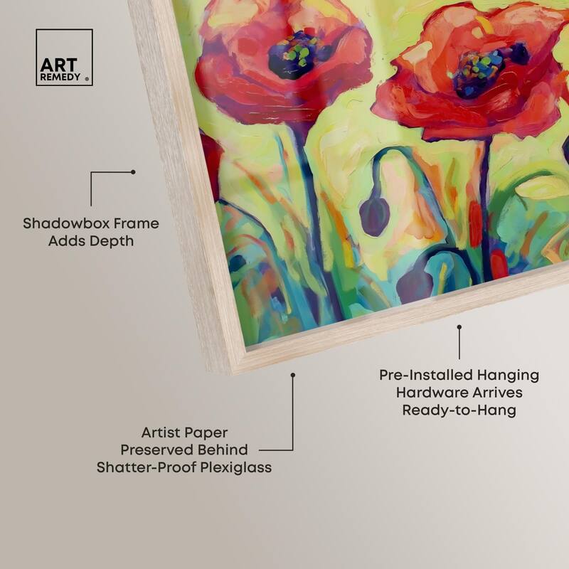 Red Poppy Field II Shadowbox by Art Remedy