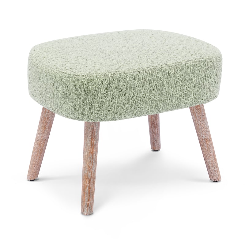Boucle Polyester Upholstered Ottoman - Stain Resistant - Sage Green
