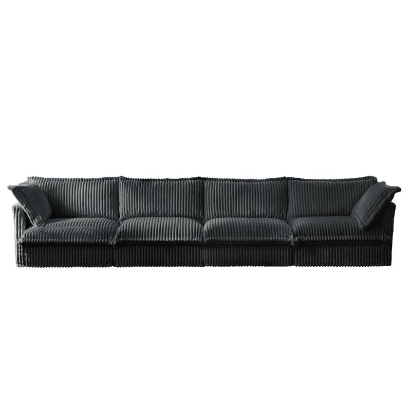 156.6" Corduroy 5-Seater Sofa, Deep Design for Living Room and Bedroom