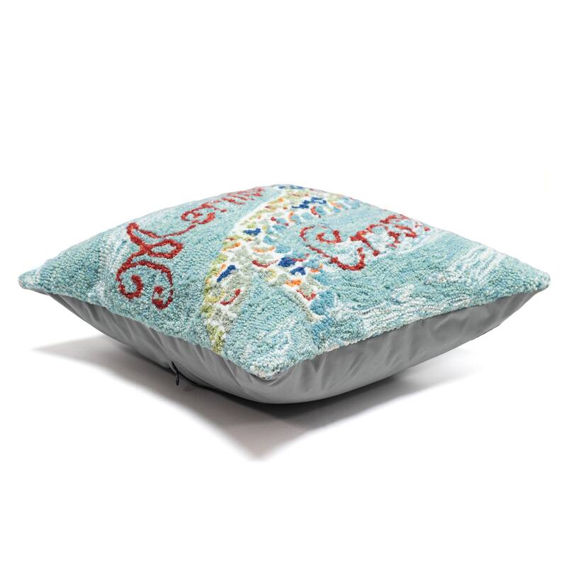 Liora Manne Frontporch Mermaid Crossing Indoor/Outdoor Pillow Water 18" Square