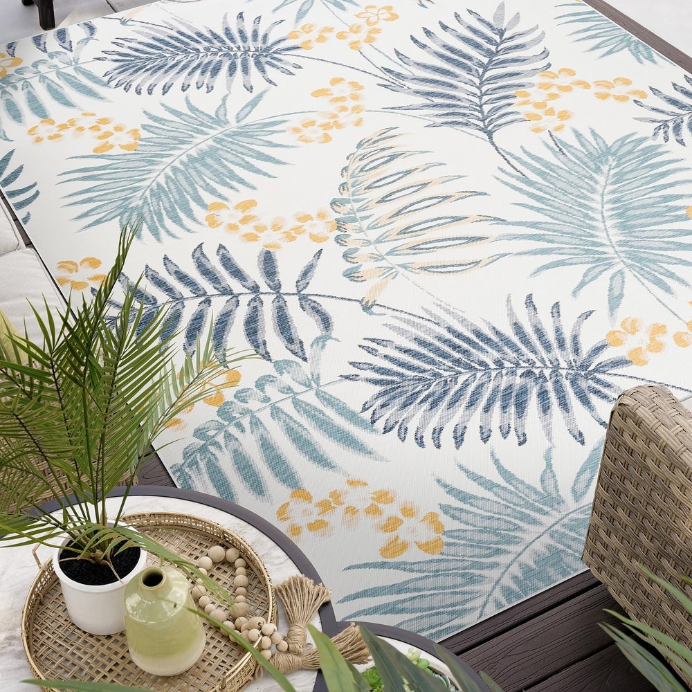 Alfresco Nautical & Coastal Floral & Botanical Reversible Indoor/Outdoor Area Rug