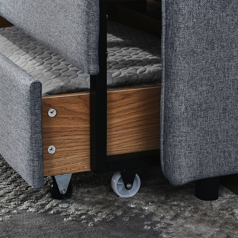 Twin Size Upholstery Daybed with Trundle Bed