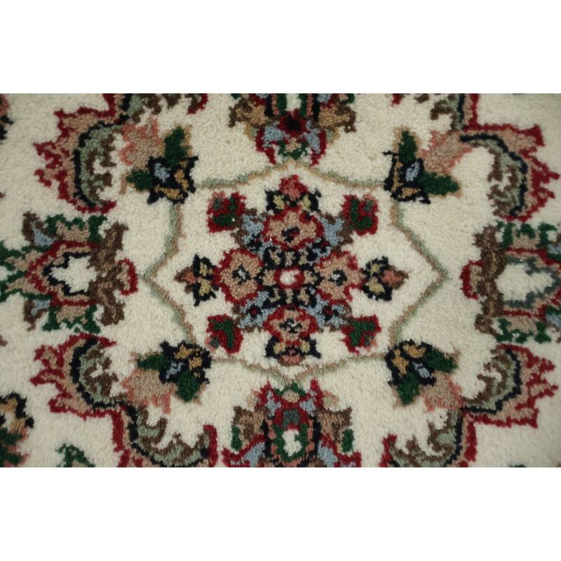 Hand Knotted Oriental 100% Wool Carpet Traditional All-Over Beige & Ivories Kashan Area Rug - 5' 0'' X 3' 0''