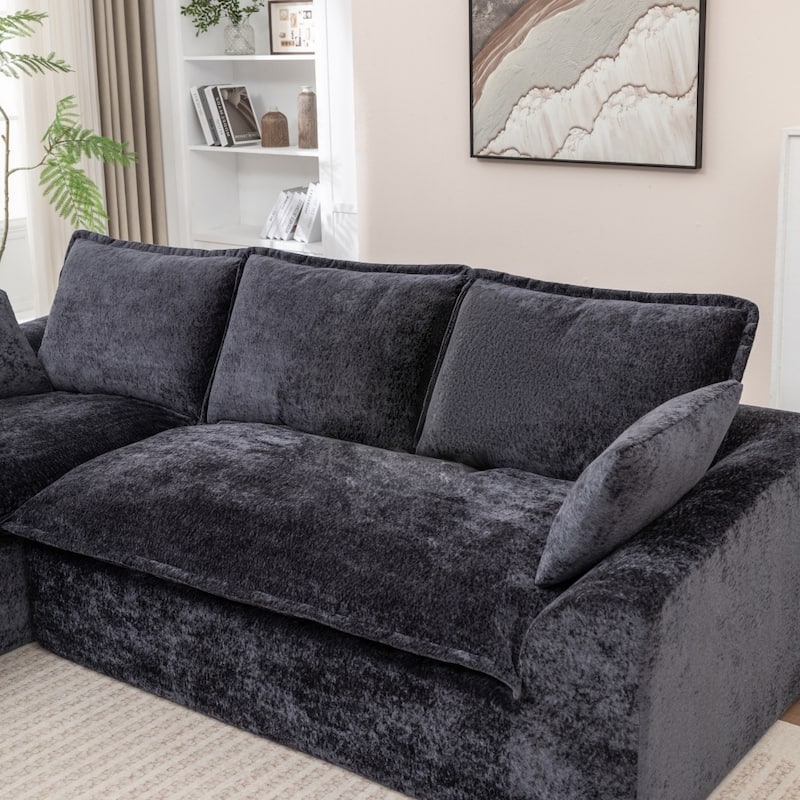 103.15" Modern Chenille Boneless Sectional Sofa with Chaise