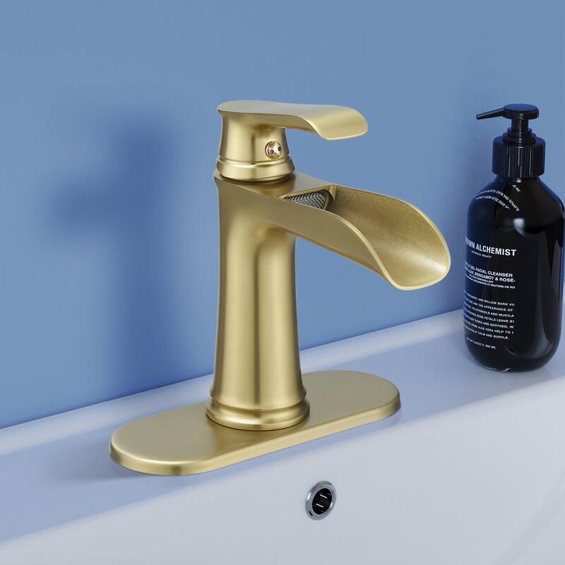 Topcraft Single Handle Waterfall Bathroom Faucet with Baseplate