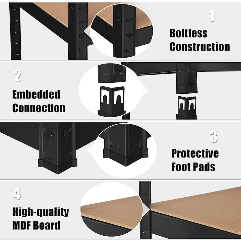 Costway 4PCS 72'' Heavy Duty Storage Shelf Steel Metal Garage Rack 5