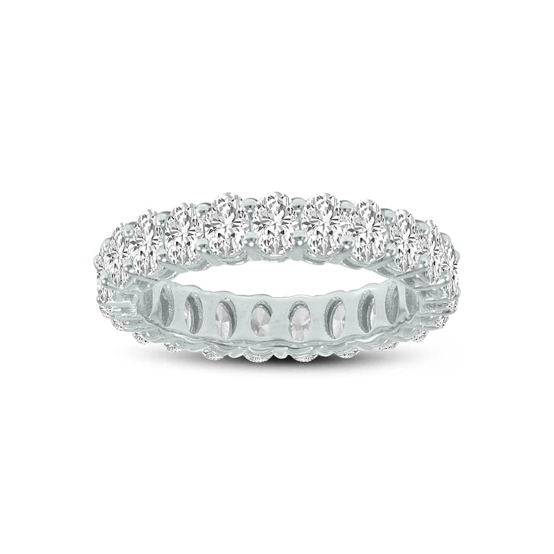 Marquee Jewels Oval Lab Grown Diamond Eternity Band in 14K White Gold (4 Carat TW)