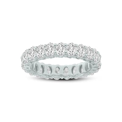 Marquee Jewels Oval Lab Grown Diamond Eternity Band in 14K White Gold (4 Carat TW)