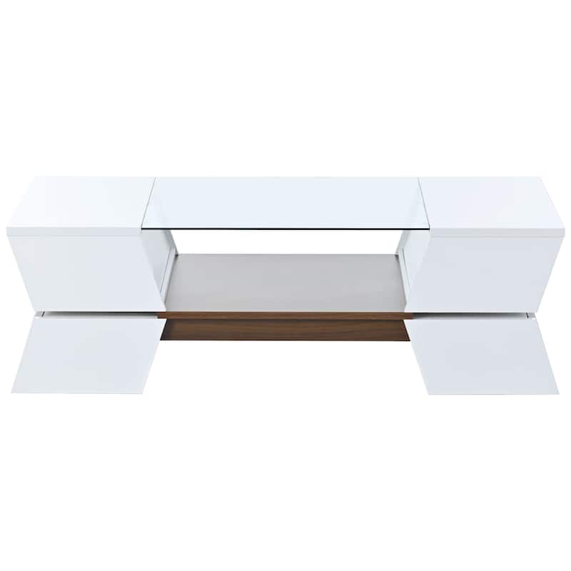 2-Tier Glass Storage Coffee Table for Living Room