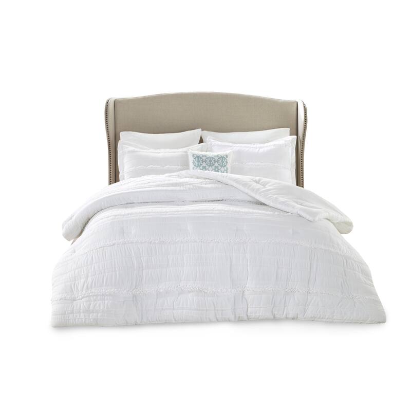GDF Studio - Microfiber Ruffled Comforter Set with Decorative Pillow