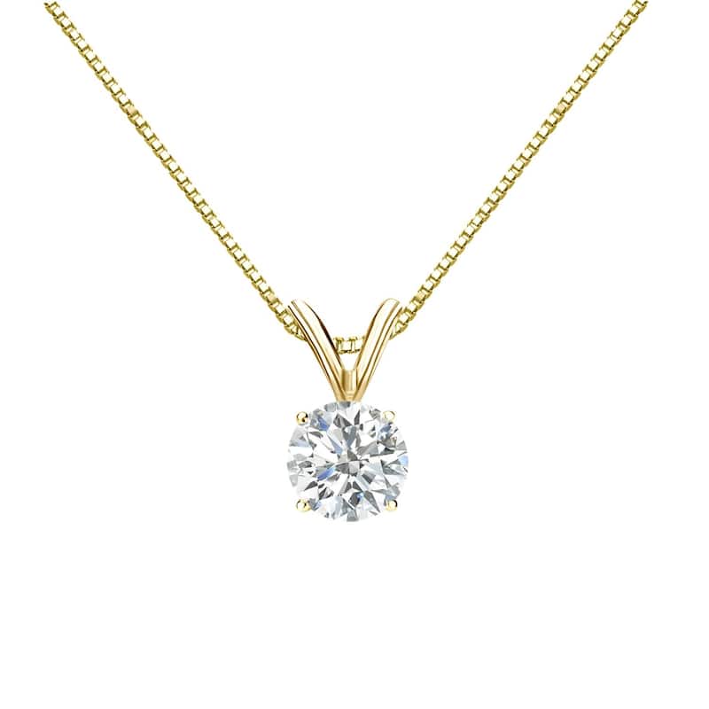 Auriya 14k Gold 1/2ctw Round Solitaire Diamond Necklace (H-I, SI1-SI2)