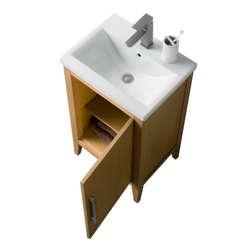 Vanity Art 20" or 24" or 30" Single Sink Bathroom Vanity Cabinet with Ceramic Top
