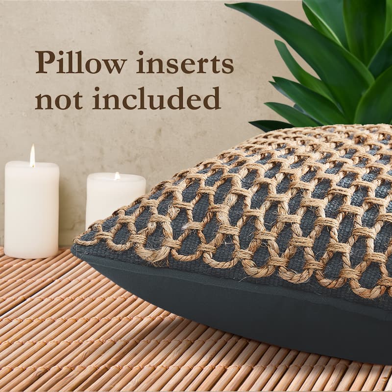 Boho Living Jada Braided Cotton/Jute Throw Pillow Covers