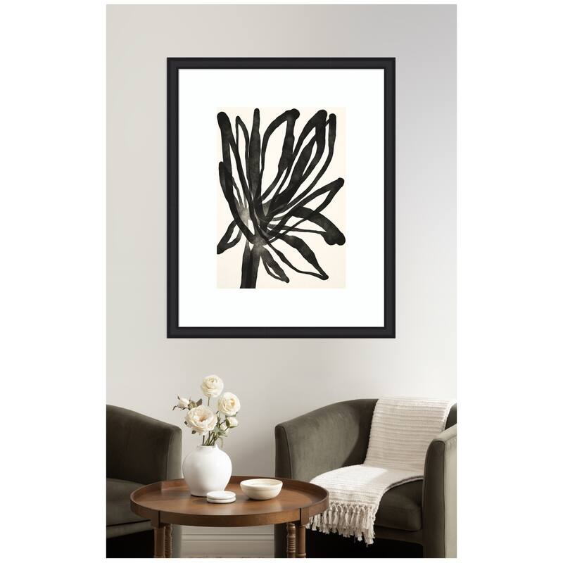 Kate and Laurel Framed Art Dark Floral by Alicia Bock